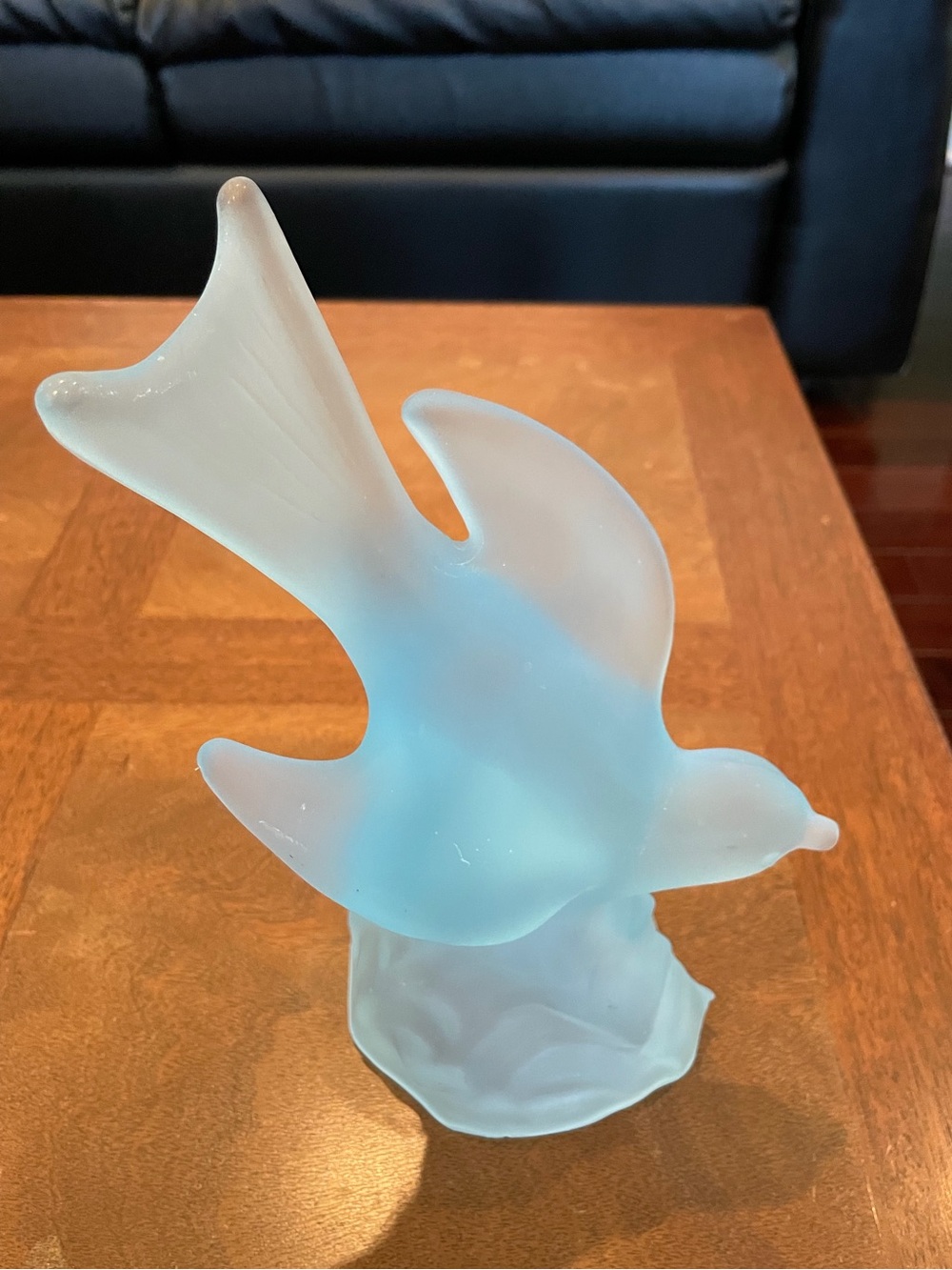 Frosted Blue Glass Dove